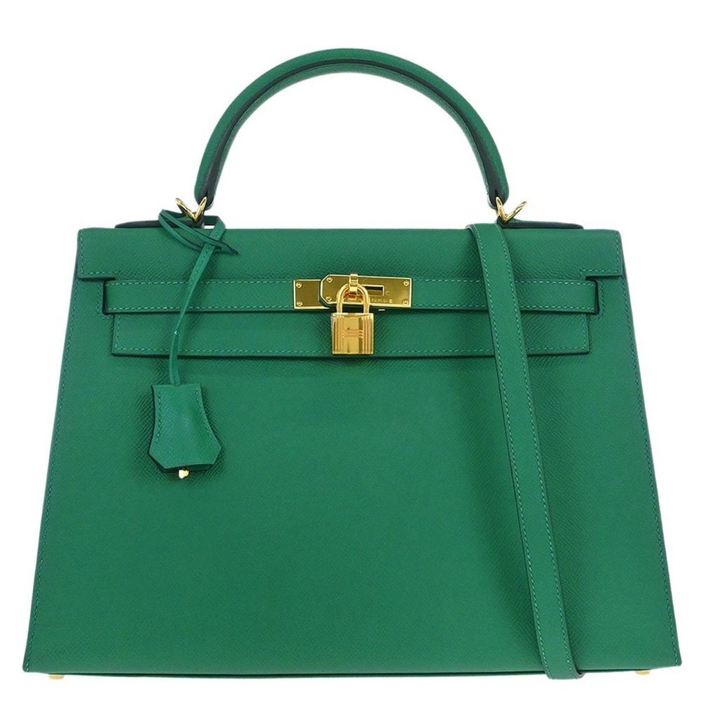 Hermès Kelly Green Epsom Leather Gold Hardware Top Handle Bag-Sourced from Paris